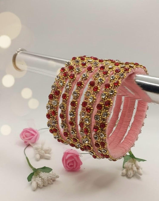 Blushing Ruby Velvet Bangles– Set of 5