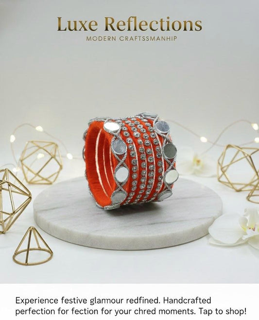 Autumn Glow Amber Stone Bangles – Set of 6