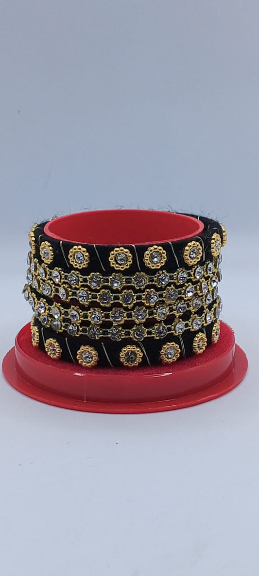 Midnight Empress Black Gold-Chain Bangles
