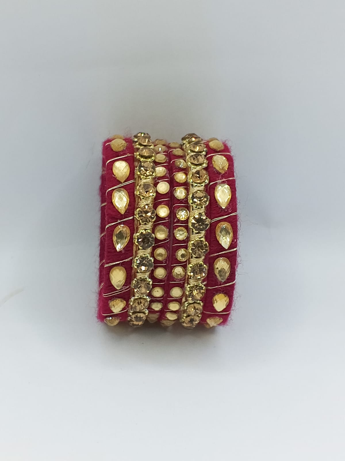 Ruby-Studded Thread Bangles