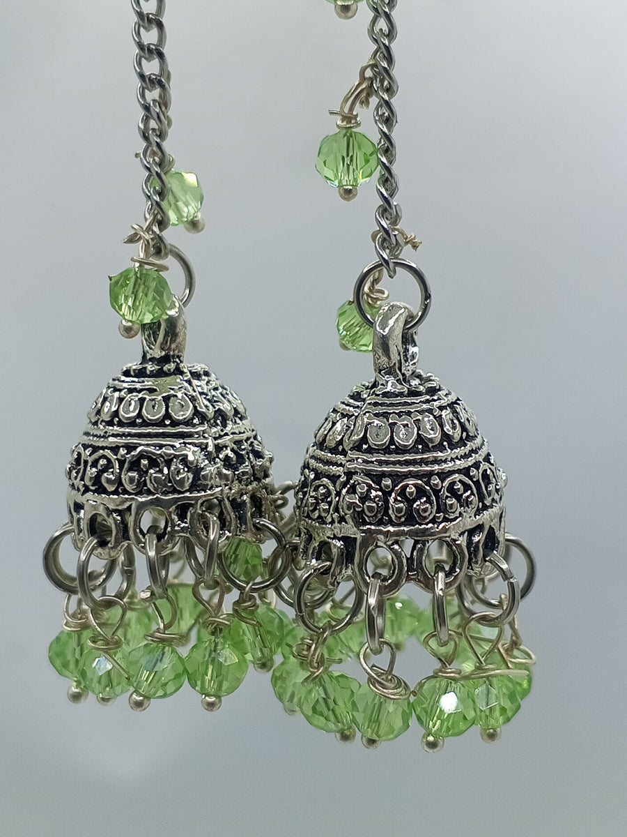 Jhumka Earrings — Apple Green - photo 5