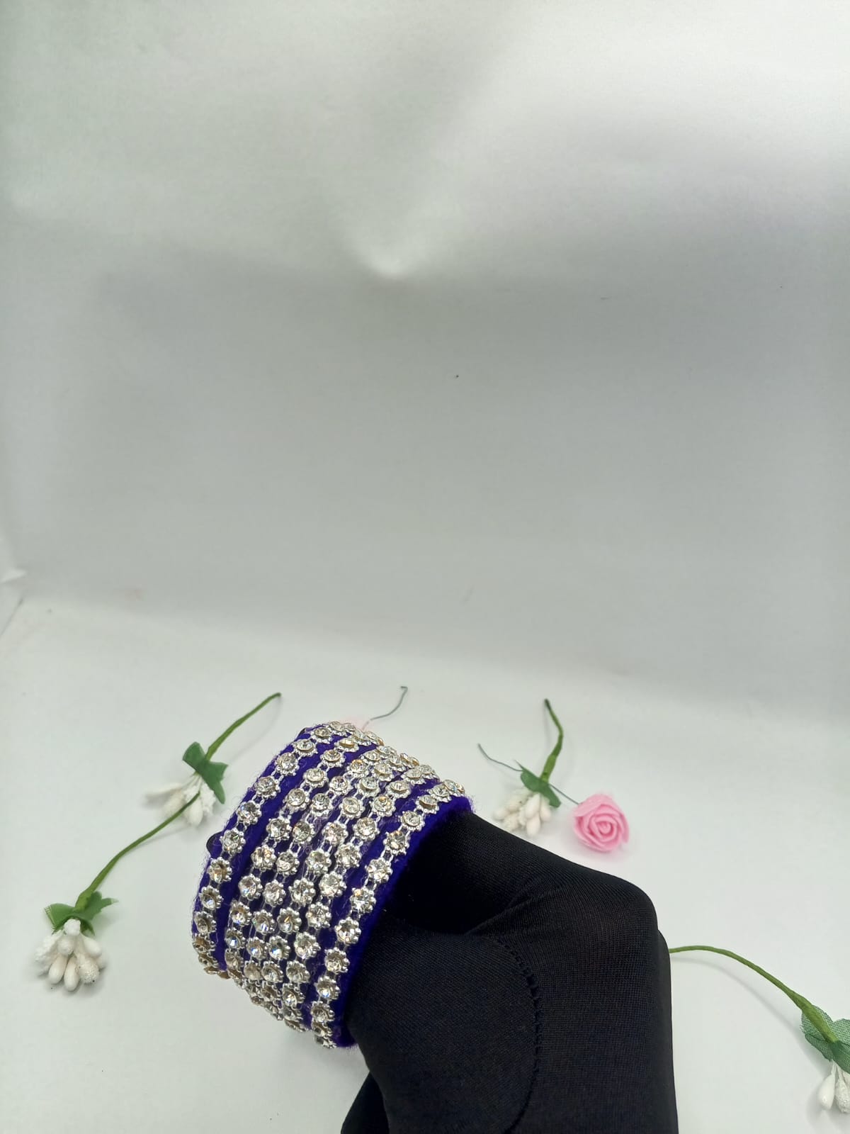 Azure Crystal Chain Elegance Bangles – Set of 5