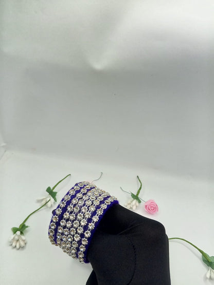 Azure Crystal Chain Elegance Bangles – Set of 5