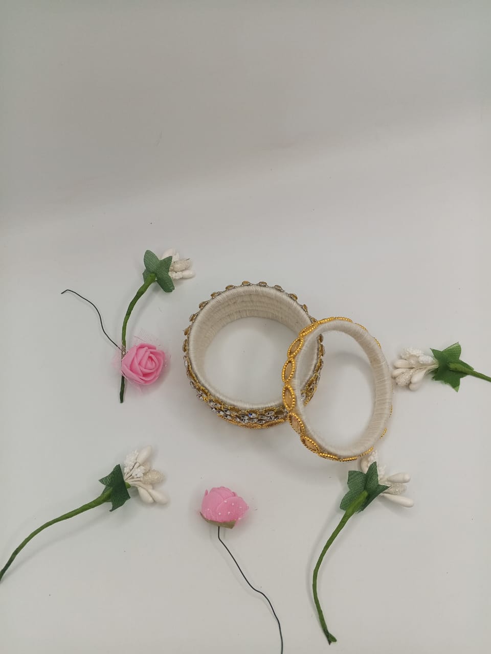 Ivory Gold Royale Crystal Bangles- Set of 5