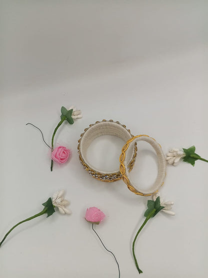 Ivory Gold Royale Crystal Bangles- Set of 5