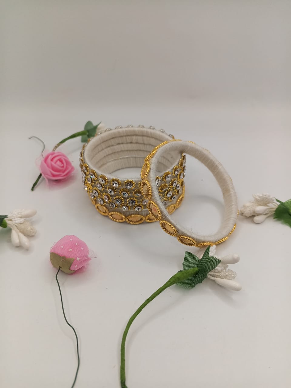 Ivory Gold Royale Crystal Bangles- Set of 5