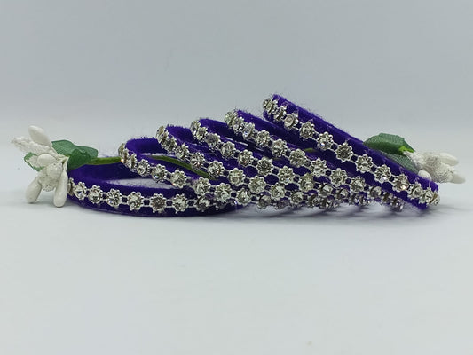 Azure Crystal Chain Elegance Bangles – Set of 5