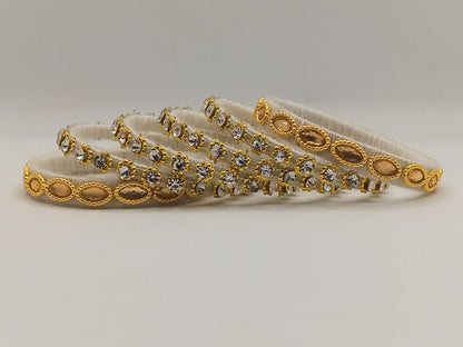 Ivory Gold Royale Crystal Bangles- Set of 5