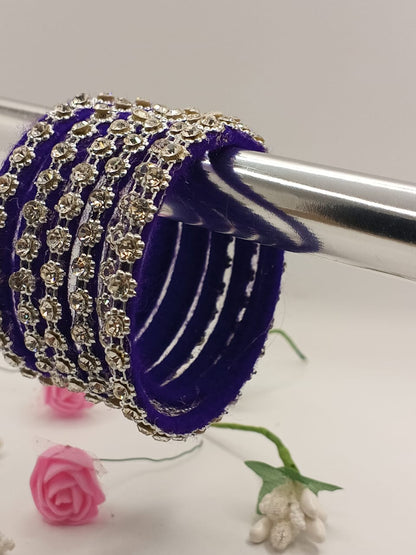 Azure Crystal Chain Elegance Bangles – Set of 5