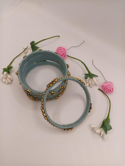 Azure Blossom Kundan – Set of 5