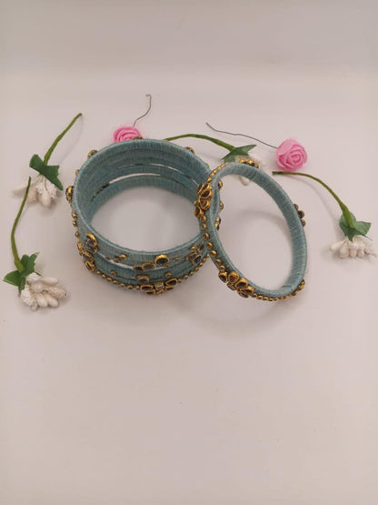 Azure Blossom Kundan – Set of 5