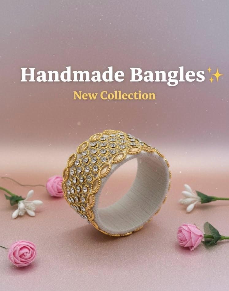 Ivory Gold Royale Crystal Bangles- Set of 5