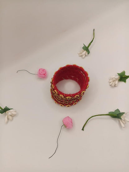 Ruby Glow Crystal Elegance Bangles– Set of 5