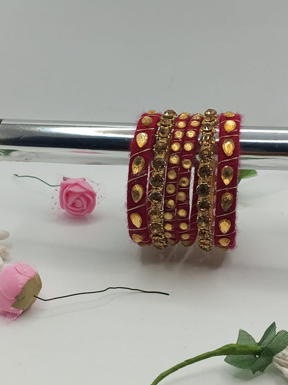 Crimson Maroon Royale Crystal Bangles – Set of 5