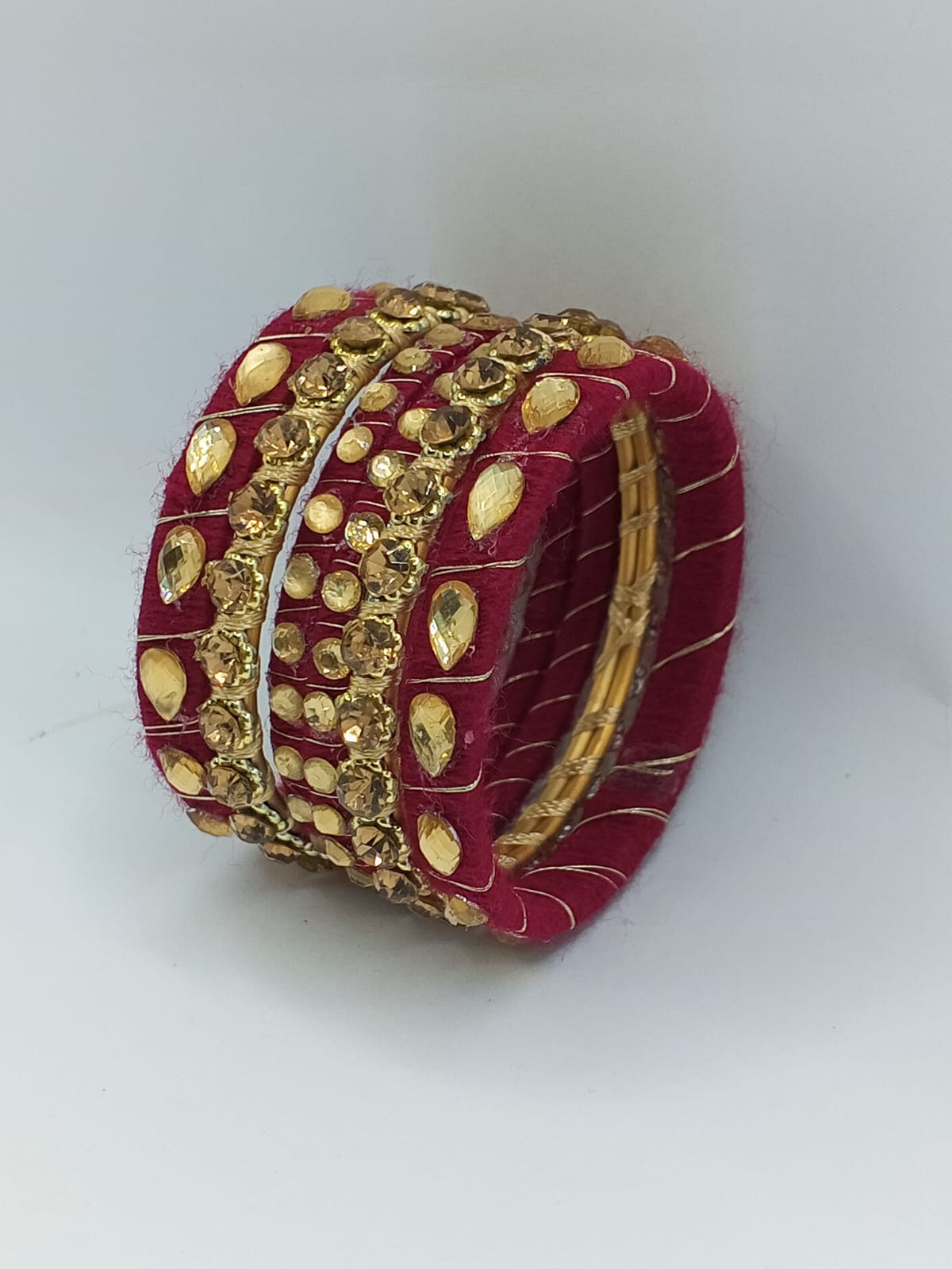 Crimson Maroon Royale Crystal Bangles – Set of 5