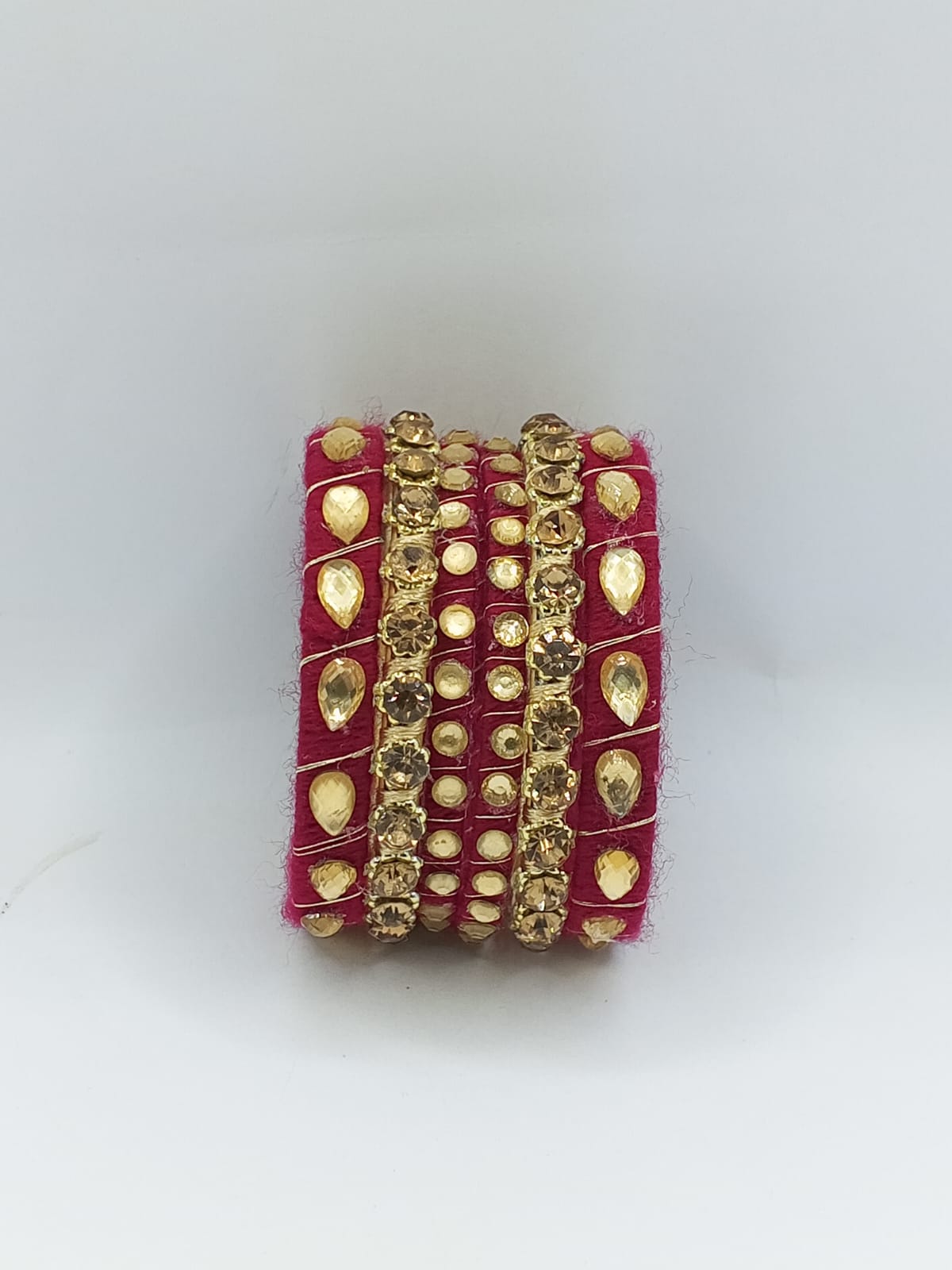 Crimson Maroon Royale Crystal Bangles – Set of 5