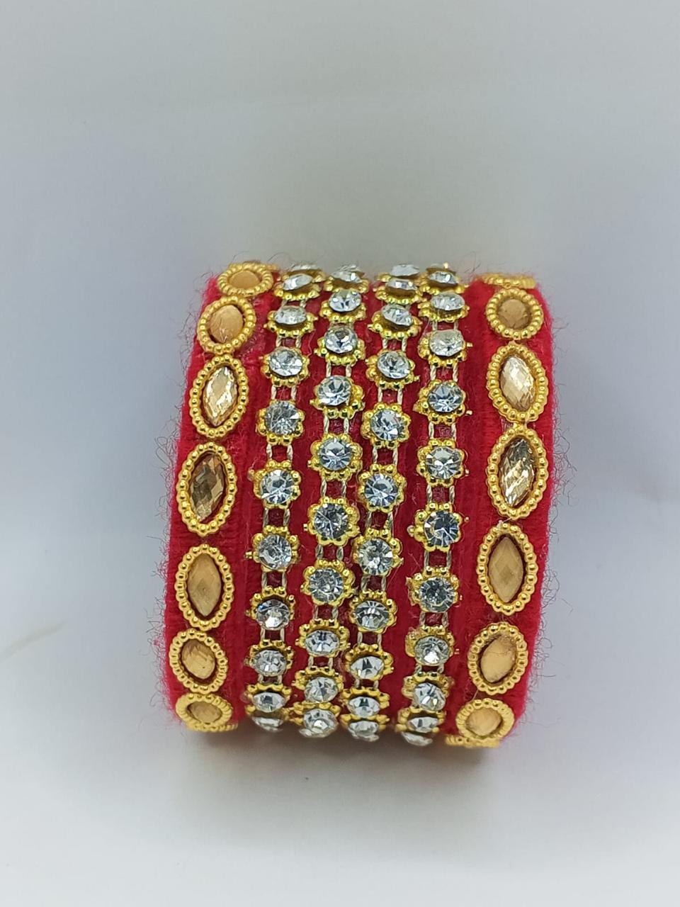 Royal Ruby Naqshi Gold Bangles – Set of 5
