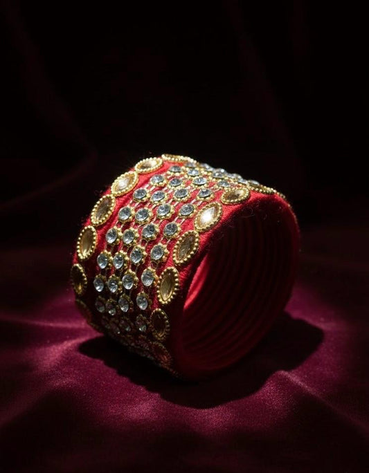 Royal Ruby Naqshi Gold Bangles – Set of 5