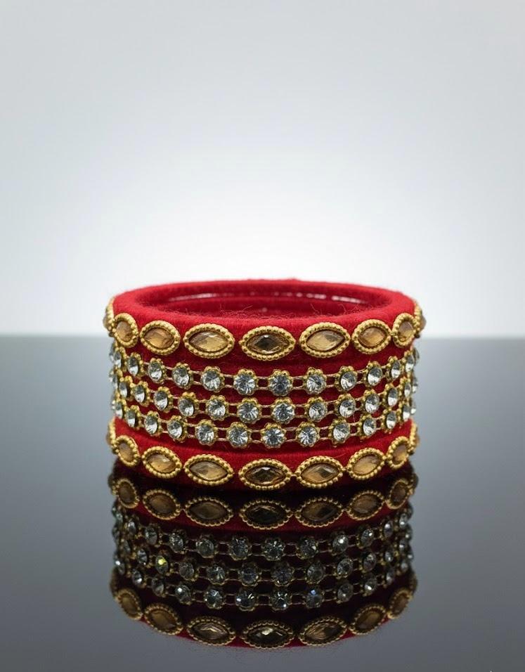 Royal Ruby Naqshi Gold Bangles – Set of 5