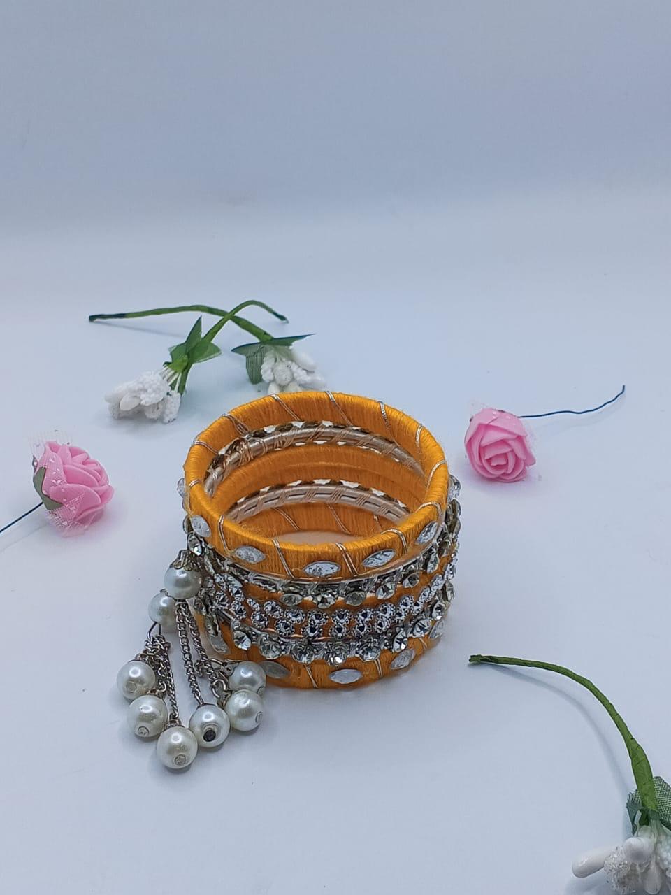 Golden Glow Charm Bangles – Set of 5