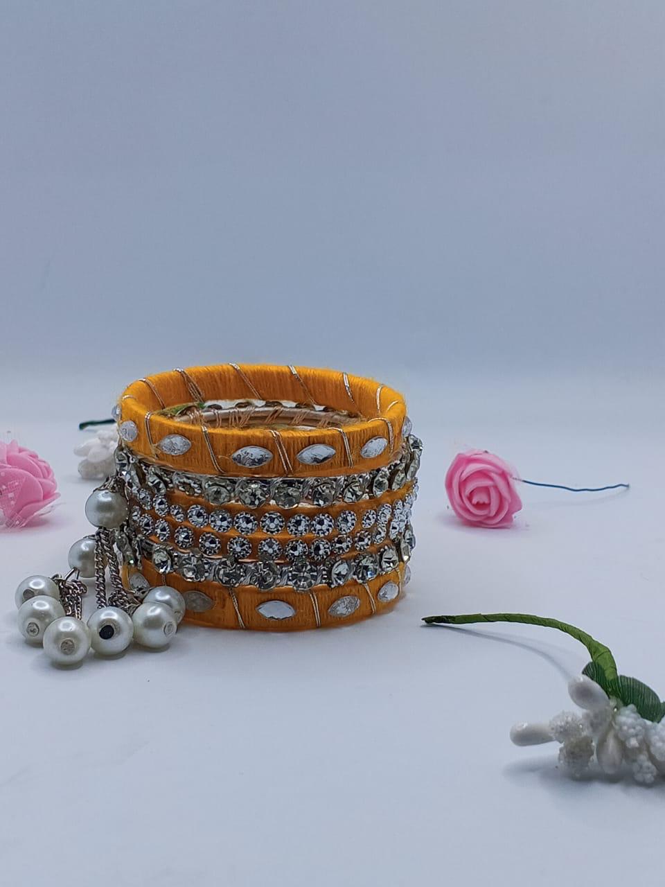 Golden Glow Charm Bangles – Set of 5