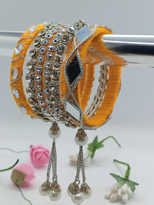 Golden Glow Charm Bangles – Set of 5