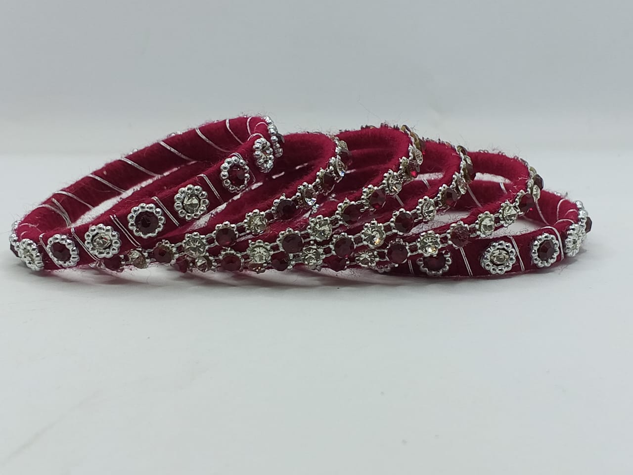 Crimson Noor Crystal Bangles – Set of 6