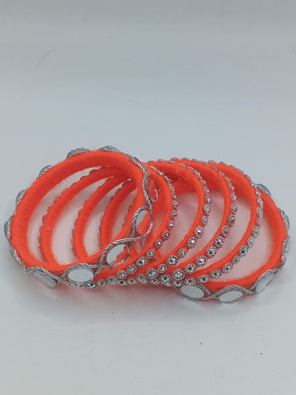 Autumn Glow Amber Stone Bangles – Set of 6