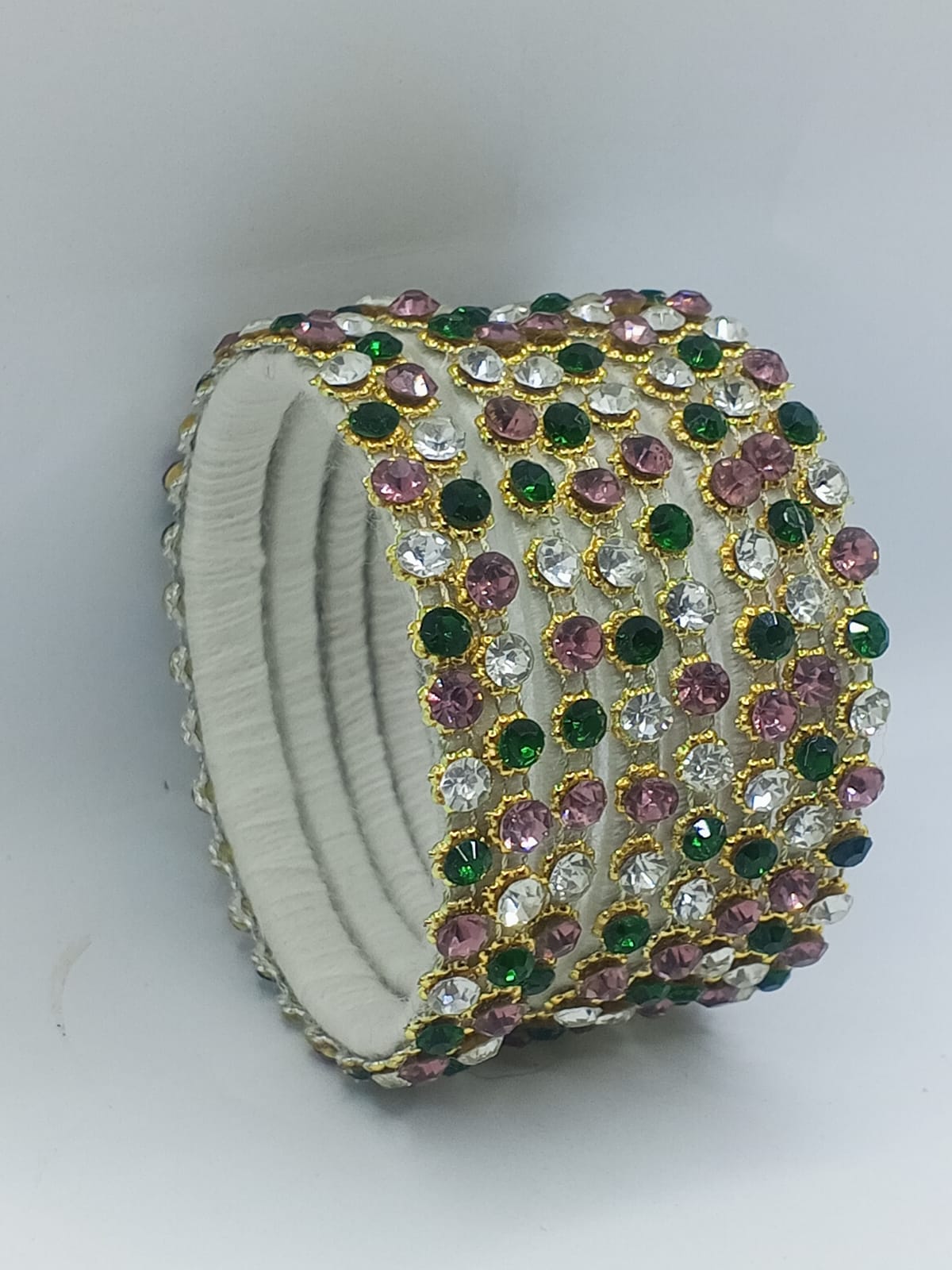 Garden of Jewels Ivory Silk Bangles – Set of 6