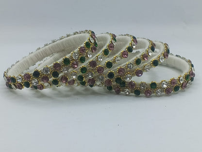 Garden of Jewels Ivory Silk Bangles – Set of 6