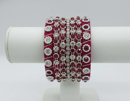 Crimson Noor Crystal Bangles – Set of 6