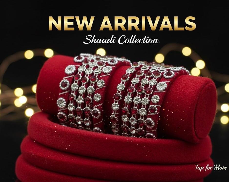 Crimson Noor Crystal Bangles – Set of 6