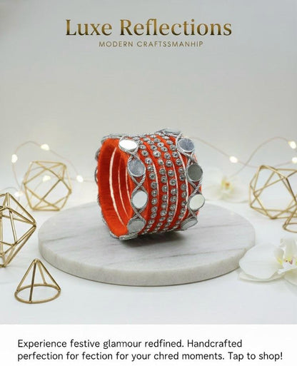 Autumn Glow Amber Stone Bangles – Set of 6