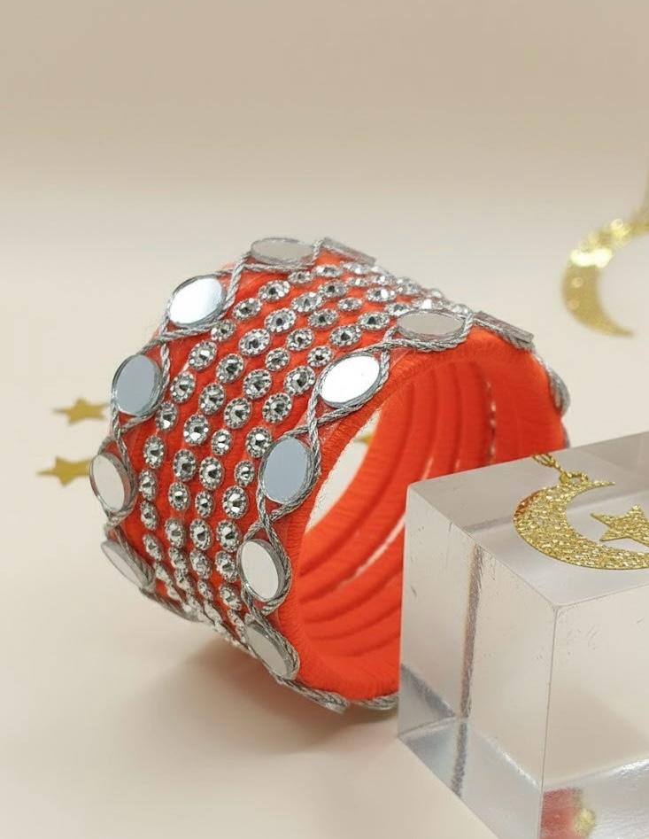 Autumn Glow Amber Stone Bangles – Set of 6