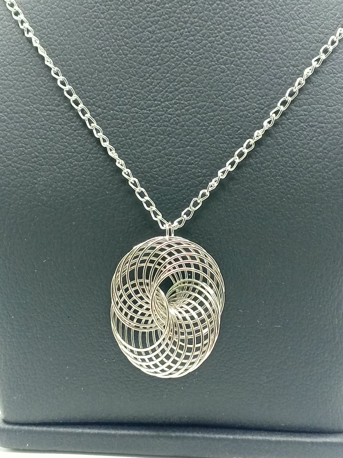 Handcrafted Silver Wire-Swirl Pendant & Drop Earring Jewelry Set - photo 6