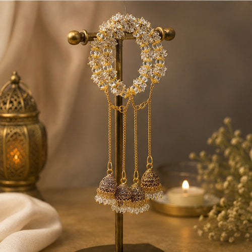 Ivory & Gold Crystal Gajra Bracelet