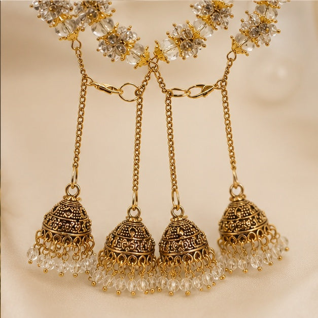 Ivory & Gold Crystal Gajra Bracelet