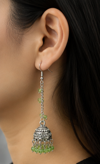 Jhumka Earrings — Apple Green