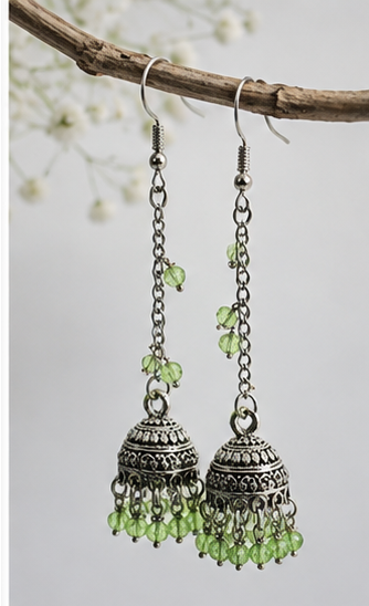 Jhumka Earrings — Apple Green