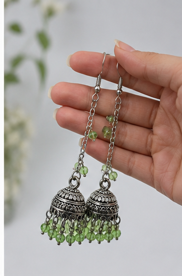 Jhumka Earrings — Apple Green