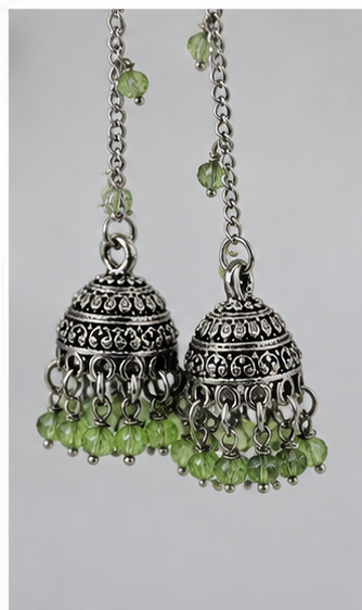 Jhumka Earrings — Apple Green