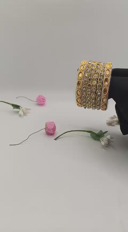 Ivory Gold Royale Crystal Bangles- Set of 5