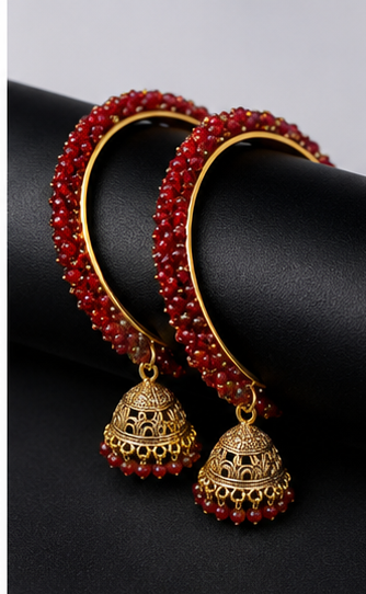 Ruby Cascade Bangle & Jhumka Set